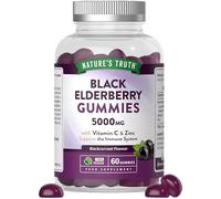 Black Elderberry Gummies 5000mg | with Vitamin C & Zinc | Elderberry Fruit Extract | Blackcurrent Flavour | Vegan | 60 Count | Nature's Truth