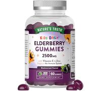 Black Elderberry Gummies for Kids 2500mg | with Vitamin C & Zinc | Elderberry Fruit Extract | Blackcurrent Flavour | Vegan | 60 Count | Nature's Truth