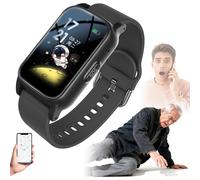 (Black) Elderly Smart Watch, GPS Tracker&Emergency Call for Seniors, Fall Detection&Medical SOS Alert, Smartwatch for Men Women with HD Video Call