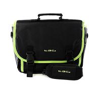 Black & Elec Green Trim Messenger Style Carry Case Bag for Portable DVD Players