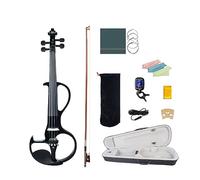 Black Electric 4/4 Violin Set W/Ebony Fittings Free Violin Case Bridge Brazilwood Bow Tuner Audio Cable For Beginner
