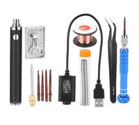 (Black) Electric Soldering Iron Rechargeable Welding Pen Heater Tweezers