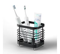 Black Electric Toothbrush Holder for Bathroom, Tooth Brush Stand Holder for Shower, Toothpaste Organizer Cup Caddy, Farmhouse Bathroom Organizers and Storage, House Essentials for New Home Apartment