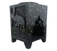 Black Elephant Square Jali Soapstone Essential Oil Burner/Aromatherapy Oil Burner - Large