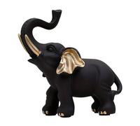 Black Elephant Statue - Decorative Resin Figurine Elephant Ornament | Black and Gold Elephant Sculpture, Elegant Elephant Craft Decoration, Desktop Decoration for Home