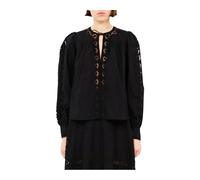 Black Embroidered Blouse with Tulle Details, female, Ulla Johnson, Blouses, Black, S, Blouses & Shirts S