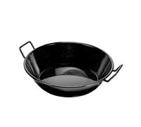 Black Enamel Karai Wok 32cm Heavy Duty Frying Pan Paella with Raised Handle Royalford Black One Size