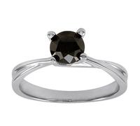 Black Engagement Ring For Women in 9k White Gold Ring Size J, 1.00 Carat