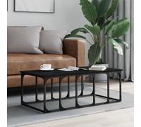 Black Engineered Wood Metal Coffee Table 100x50x35.5 cm, Rectangular Look