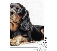 Black English Cocker Spaniel 1000-Piece Puzzle for Adults, 52x38cm/1000pcs, A Quiet Challenge for Solo Leisure Time; Low-dust White Cardboard Pieces