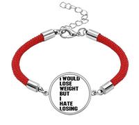 Black English Lose Weight Slogan Lucky Red String Bracelet Rope Bracelet Handmade