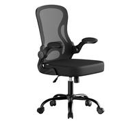 (Black) Ergonomic Mesh Office Chair with Lumbar Support, Rocking Function and Flip-Up Armrests