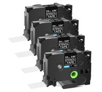 Black Etching Stencil Label Tape Cassette 4PK Compatible With STE-141 151 161 Compatible With 18 24 36mm Non-Adhesive Tapes(4PK 24mm)