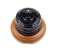 Black European Style Retro Ceramic Switch Socket Wall Electrical Plug For Home Improvement(1-Hole Wood Base)