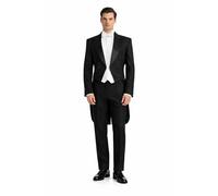 Black Evening Tailcoat Suit, 4 Piece White Tie Set with Double Breasted Jacket, Matching Trousers, Marcella Waistcoat and Bow Tie, Formal Wear for Mansion House (UK, Numeric, 44, Regular, Regular)