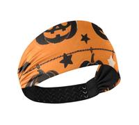 Black Evil Classic Halloween Pumpkin Moisture Wicking headband holder organizer Elastic hairbands for women's hair for Daily use Athletic Sports Workouts Running vendas para el pelo mujer