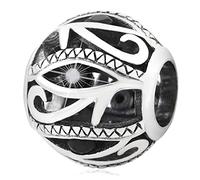 Black Evil Eye Charms fit Pandora Halloween Bracelet, 925 Sterling Silver Eye of Horus All Seeing Eye CZ Christmas Beads Like Football Ball, Gifts for Grandson/Nephew/Niece/Cousin