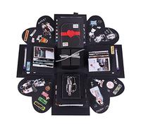 Black Explosion Box, DIY Photo Album Scrapbook Folding Gifts Boxes Handmade Folding Photo Albums Memory Box for Birthday Valentine's Day Wedding Proposal Engagement Birthday Anniversary (4 faces)