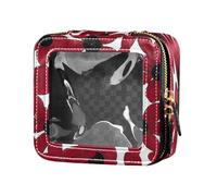 Black-Eyed Susan Simple Line Art Valentines Red Mini Clear Makeup Bag Clear Toiletry Bag with Zipper for Women