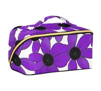 Black-eyed Susan Simple Line Art Valentinesnes Purple Designed Cosmetic Bag with dividers Zipper Travel Bags For Women Vertical Free-Standing