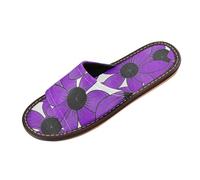 Black-eyed Susan Simple Line Art Valentinesnes Purple Shower Slippers Indoor Washable Cozy para personalizado Home Beach Non Slip Sandals for Hotel Travel Party zapatillas para mujer