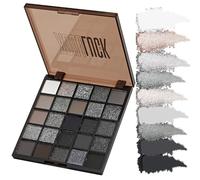 Black Eyeshadow, Matte Shimmer Smokey Eyeshadow Palette Eye Makeup | Contains white brown silver grey black tones, multi-use palette for eye makeup and facial contouring for daily looks