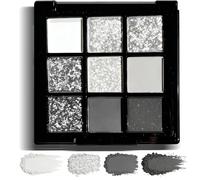 Black Eyeshadow Palette - 9-Color Smokey Eyeshadow with Matte & Glitter, Waterproof Long Lasting Highly Pigmented Makeup, Includes Mirror for Professional & Party Use, 1PCS