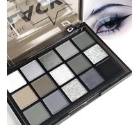 Black Eyeshadow Palette, Glitter Eye Shadow, Grey Silver White Goth Makeup, Smokey Matte Long Lasting Highly Pigmented Waterproof Black Eye Shadow Palette for Halloween Makeup