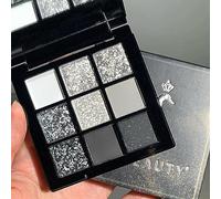 Black Eyeshadow Palette, Smokey Silver Glitter Gothic Eye Shadows Make Up Palettes White Grey Matte Cold Toned Long Lasting Waterproof Eye Shadow Pallets for Women Girls Halloween Goth Christmas Gifts