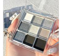 Black Eyeshadow Palette, Smokey Silver Glitter Gothic Eye Shadows Palettes White Grey Matte Cold Toned Long Lasting Waterproof Eye Shadow Pallets for Women Girl Goth Halloween Christmas Make Up Gifts