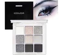 Black Eyeshadow Palette, Smokey Silver Grey Eye Glitter, Goth Eye Shadow Pallets, Sparkling Metallic Matte Long Lasting, Black White Make up Palettes for Women Halloween Christmas Gifts