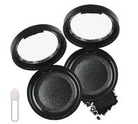 Black Eyeshadow Single, 2 Pcs Black Eye Shadow Make-Up Pressed Fine Powder Palette, High Pigment Longlasting Sweatproof Single Eye Shadow With Mirror And Brush For Women Makeup