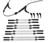 Black Eyewear Retainer Set - 8 Pcs Adjustable Silicone Eyeglasses Strap with 2 Pairs Anti-Slip Ear Hooks for Sunglasses Reading Glasses for Men Women Children
