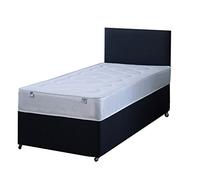 Black Fabric Double Divan Bed Set with Deep Mattress and Headboard 4FT6