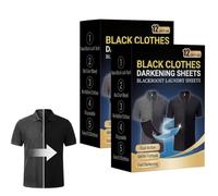 Black Fabric Dye Sheets for Clothes, 12 Sheets/Box Black Natural Dye Garment Darkening Tablets Washing Machine Fabric DyePod for BlackClothes (2box)