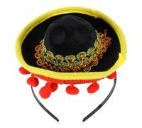Black Fabric Mini Hat Hair Hoop Mexico Carnival Headband | Party Favors Supplies, Lightweight Non-deformation Build, Non-fading Finish for Ball Events