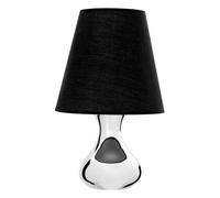 Black Fabric Shade Bedside Lamp, Chrome Base Modern Table Light, Small Minimalist Desk Lamp For Reading Nook Premier Housewares Black One Size