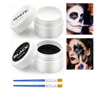 Black Face Paint and White Face Paint Kit 50g Each 2 Face Paint Brushes Included Non Toxic Body Paint for Kids Adults Halloween Cosplay