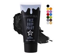 Black Face Paint, Blendable Cream Body Painting Kit, Eye Black for Sports Baseball Softball Football, Facepaint for Skull Joker Vampire, Halloween Skeleton Cosplay, Costume, Parties, 21.fl oz (60ml)