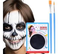 Black Face Paint, Face Painting Kit, Halloween Body Paint Makeup, Non-toxic Washable Long Lasting Blendable, Professional SFX Cosplay Makeup for Adults, with 2 Brushes