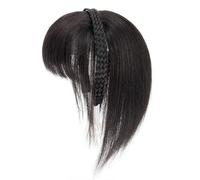 Black Fake Fringe Synthetic Bangs Wig Adjustable Headband Design Natural Hairline Wrap the Forehead Easy to Wear Headband Wig