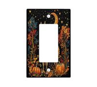 Black Fall Alpaca Decorative Switch Cover 1 Gang Single Rocker, Aesthetic Autumn Magic Wall Plate Cover, Standard Size, Fantasy Fun Electrical Faceplate for Bedroom Living Room Decor