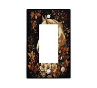 Black Fall Horse Switch Cover Wall Plate 1 Gang Single Rocker, Aesthetic Autumn Mushroom Electrical Faceplate for Bedroom Bathroom Decor, Vintage Standard Size Switchplate