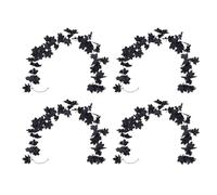 Black Fall Maple Leaf Garland, 4pcs 6.6ft PE Artificial Autumn Vine Decor for Home Party - Creates Mysterious Atmosphere, Flexible Hanging Loops, Seasonal Harvest Festival