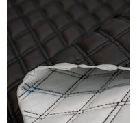 Black Faux Leather Quilted Fabric Double Diamond Black Stitch 8mm Foam Backed Upholstery Sheet for DIY Crafts Sewing Car Decorate 6 Metre Long