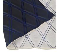 Black Faux Leather Quilted Fabric Double Diamond Blue Stitch 8mm Foam Backed Upholstery Sheet for DIY Crafts Sewing Car Decorate 6 Metre Long