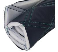 Black Faux Leather Quilted Fabric Double Diamond Green Stitch Fluted Vehicle Upholstery Foam Headliner Fabric for Automotive Repair 2 Metre Length