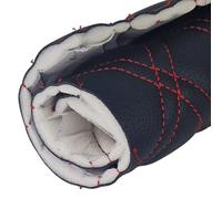 Black Faux Leather Quilted Fabric Double Diamond Red Stitch Fluted Vehicle Upholstery Foam Headliner Fabric for Automotive Repair 6 Metre Length