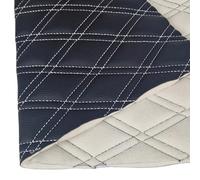 Black Faux Leather Quilted Fabric Double Diamond White Stitch 8mm Foam Backed Upholstery Sheet for DIY Crafts Sewing Car Decorate 2 Metre Long