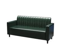 Black Faux Leather Seating Booth, Small Black Leather Couch Armless Loveseat Sofa Modern Armless Booth for Restaurants, Living Room, and Apartment With Solid Wood Fr B- triple sofa